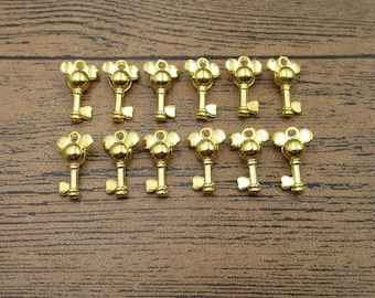 ゴールドミッキーキーチャーム100個：金属合金ペンダント（20mm