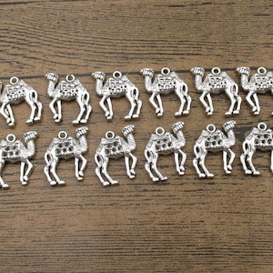12 kameelbedels, antiekzilverkleur-RS1137