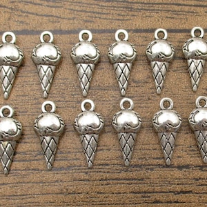 20 Eistüte Charms, Antik Silber Ton, 3D-RS1224