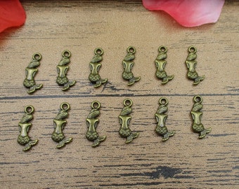 BULK SALE! 200 Mermaid Charms,Antique Bronze Tone,Double Sided-RS323