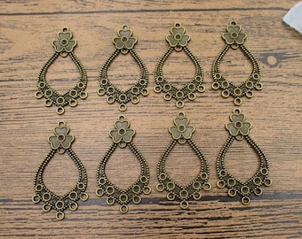 8 Connectors Chandeliers,5 rings,Earring Supplies Antique Bronze Tone-RS786