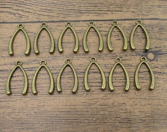 20 breloques wishbone Antique Bronze ton-RS512