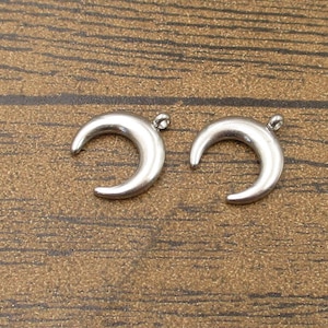 2 amuletos de luna de acero inoxidable-SS1036