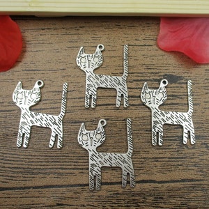 12 Cat Charms,Antique Silver Tone -RS131