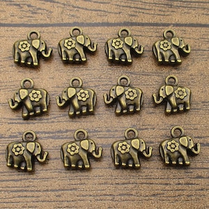 20 Stück Kleiner Elefant Charms, antike Bronzefarbe, doppelseitig-RS332