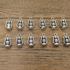 20 Lamp Charms,Antique Silver Tone,3D Charms,Double Sided-RS1063