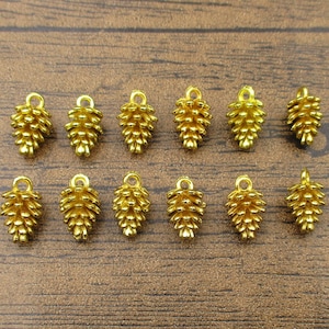 20 Pine cone Charms Gold Color 3D Charms-RS1350