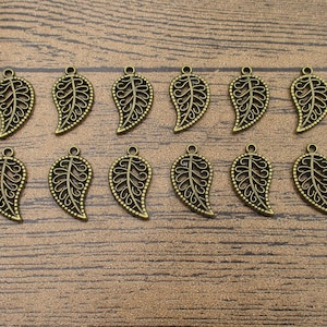 30 Leaf Charms, Antique Bronze Tone,Double Sided-RS054