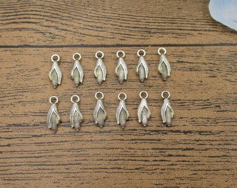 30 Corn Charms, Antique Silver Tone Double Sided-RS905