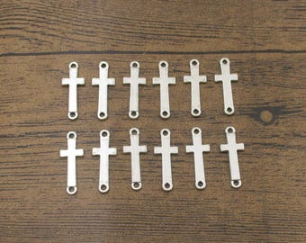 20 Cross Connector Charms,Antique Silver Tone-RS381