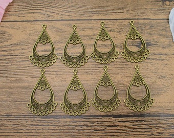 8 Drop Shaped Necklace Connectors,Earring Supplies Antique Bronze Tone-RS785