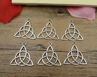 12 Big Celtic Knot Charms Antique Silver Tone-RS329