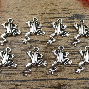 20 Frog Charms,Antique Silver Tone-RS108