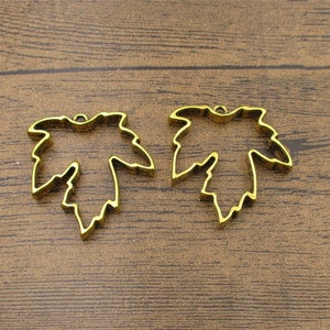 2 Ahornblatt-Äußerer Rahmen, Medaillon-Rahmen, antikes Gold Color-TS227