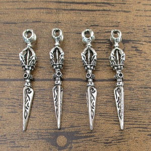 4 Magic Sword Charms, Antique Silver Tone,3D Charm-RS272