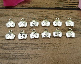 20 medische tashangers, antiekzilverkleurige dubbelzijdige hanger-RS581