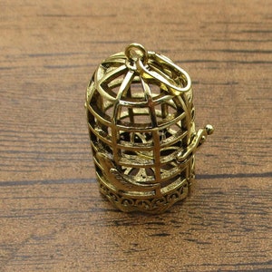 1 encanto de la jaula del pájaro, colgante del medallón de la filigrana (18mm perlas) bronce antiguo tono-TS271
