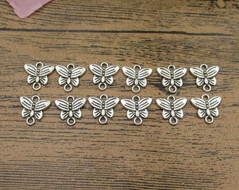 BULK SALE! 200 Butterfly Connector Charms,Antique Silver Tone-RS111