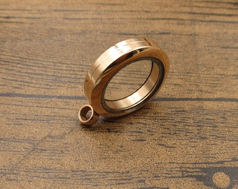 Stainless Steel Round Floating Locket Pendant: Champagne Memory Locket