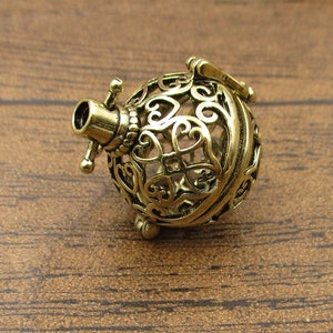 1 Cage Locket,Filigree Cage Pendant(Fitting 14-16mm Beads) Antique Bronze Tone-TS270