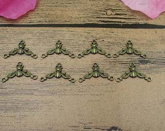 100 Antique Bronze Tone Triangular Earring Connectors: 26mm Metal Links