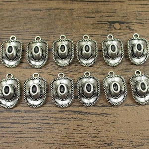 12 Cowboy Hat Charms ,Antique Silver Tone 3D Charms-RS665