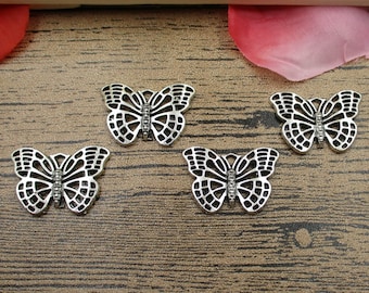 20 Butterfly Charms ,Antique Silver Tone-RS120