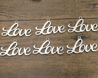 6 Love Letter Charms, Antique Silver Tone-RS1172