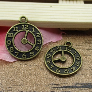 20 Clock Charms ,Antique Bronze Tone,Double Sided-RS302
