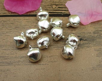 20 Iron bells 14mm Jingle Bell Charms,Bright Silver Tone-RS592