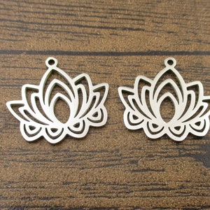2 Edelstahl Anhänger,Lotus-SS1056