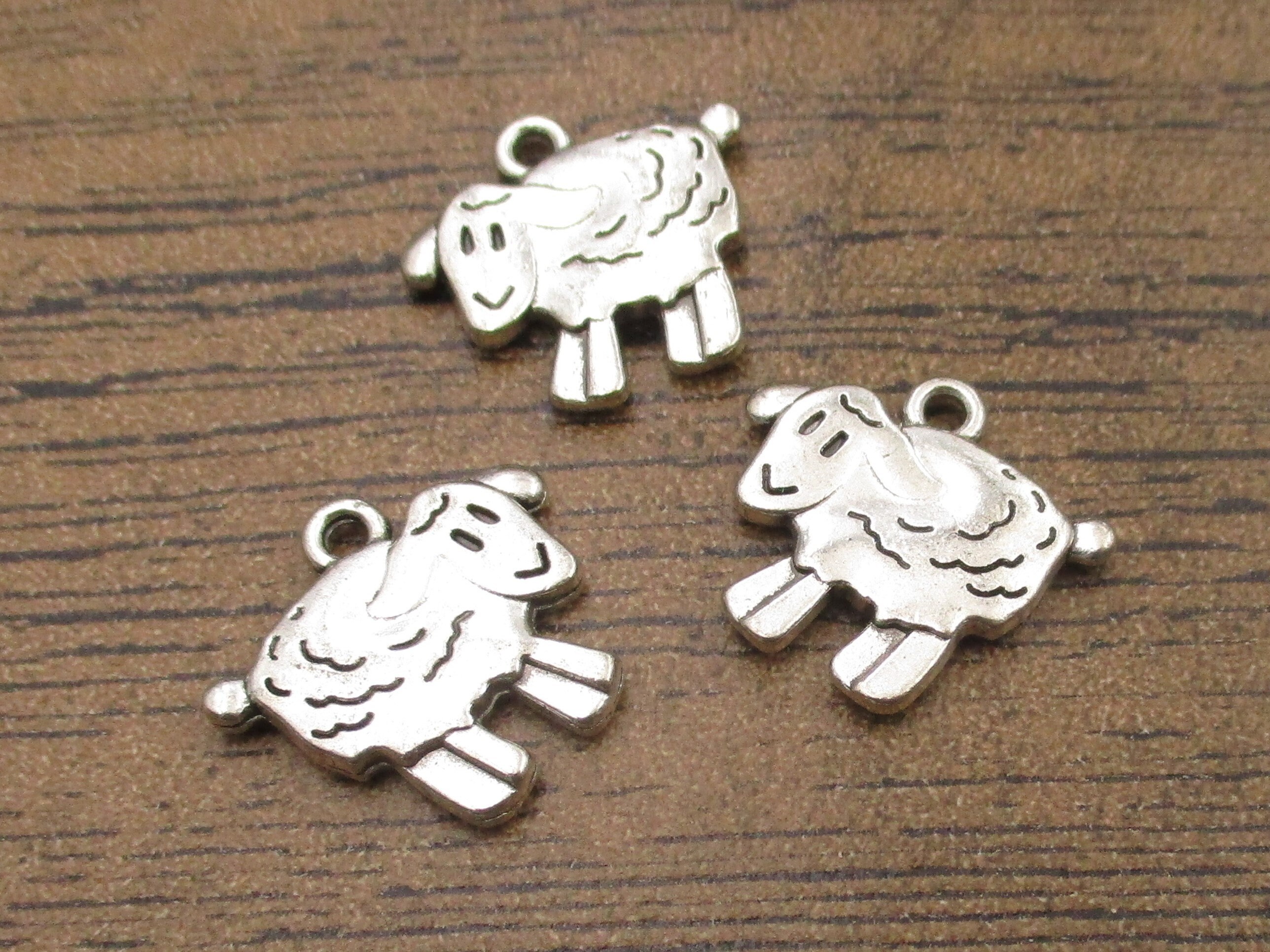 アクセサリー sheep 12 Sheep Charms,antique Silver Tone Double Sided-rs1296 - Etsy