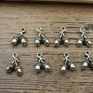 20 Acorn Charms Antique Silver Tone-RS069