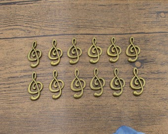 20 Treble Clef Charms,Antique Bronze Tone -RS1444