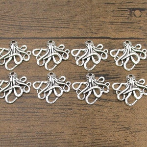 12 Octopus Charms,Antique Silver Tone-RS121