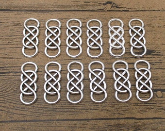 12 Doppel Infinity Connector Charms, antikes Silber Ton-RS1098