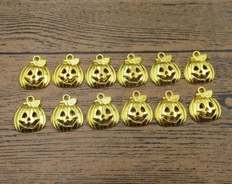 20 Pumpkin Charms, Gold Color-RS064