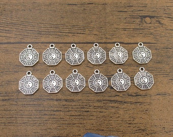 20 Yin Yang Charms,Antique Silver Tone Double Sided-RS1332