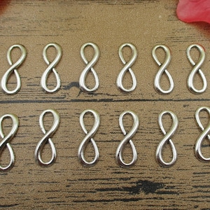 50 Infinity Connector Charms, Antique Silver Tone-RS344