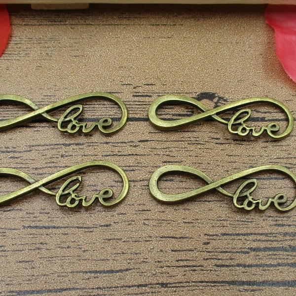 20 breloques infini avec des lettres d’amour, Antique Bronze ton-RS297