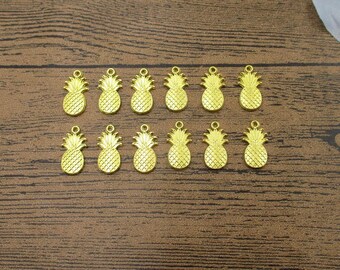 20 Pineapple Charms, Gold Color-RS978