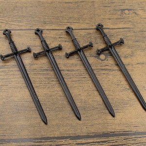 4 Sword Charms,Black Color,Double Sided-RS9083