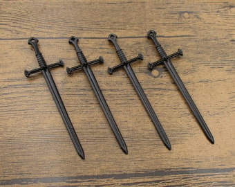 4 Sword Charms,Black Color,Double Sided-RS9083