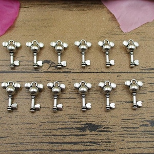 20 Mickey Key Charms Antieke Zilveren Tone-RS443