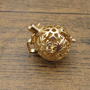1 Cage Locket,Filigree Cage Pendant(Fitting 14-16mm Beads)Snowflake Pattern, KC Gold-TS279