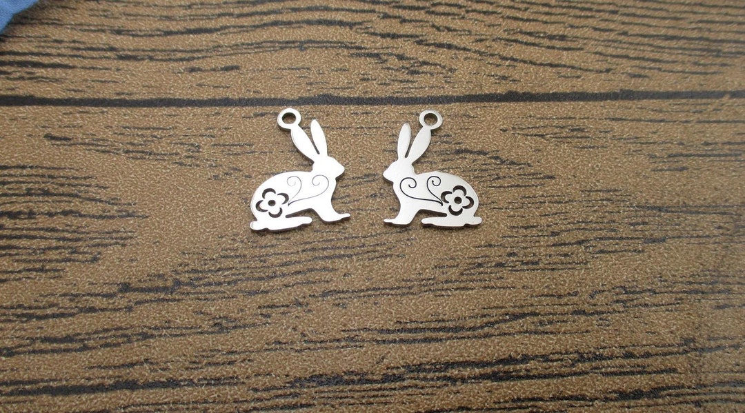 2 Stainless Steel Charms,cute Rabbit-ss1006 - Etsy