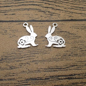 2 Edelstahl Charms, cute Rabbit-SS1006