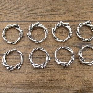 8 Vine Rings, Antique Silver Tone-RS1247
