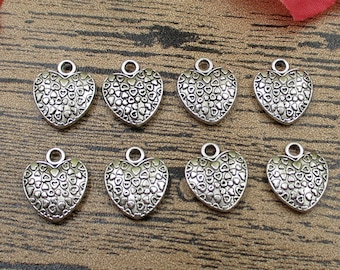 30 Heart charms,love pendant, antique silver tone,double sided -RS016