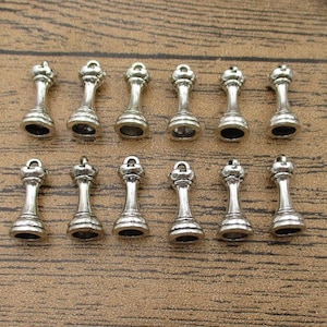 12 Chess Charms-Rook,Antique Silver Tone 3D Charms-RS431
